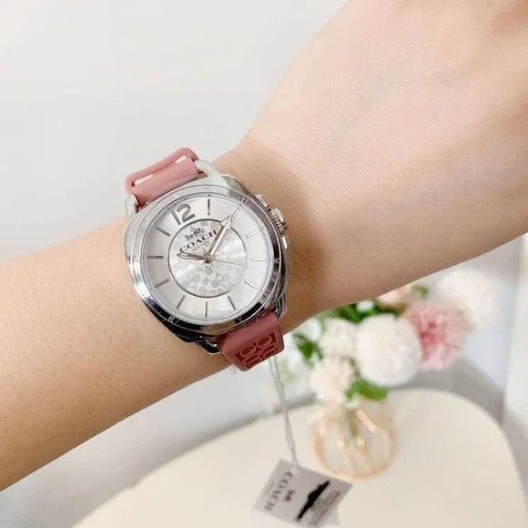 COACH Boyfriend Quartz Silver Dial Ladies Pink Watch