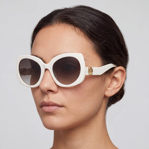 Marc Jacobs 208030 Oval Sunglasses Women — side view, Non-Polarized Brown Shaded lens