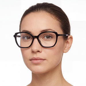 Marc Jacobs 661 Rectangle Eyeglasses Women — side view, Black Plastic temples