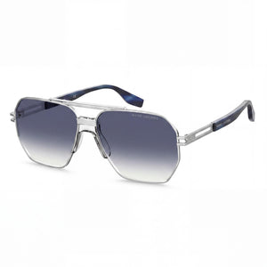 Marc Jacobs Palladium Blue Rectangle Sunglasses for Men, Dark Blue Shaded lens