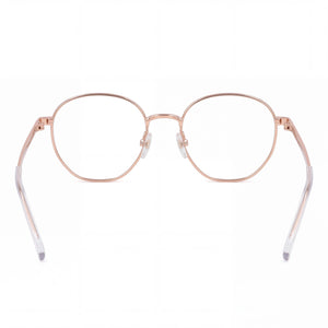 Marc Jacobs MARC 434/N Round Eyeglasses Women — side view, Gold Copper Metal temples