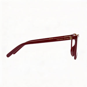 Marc Jacobs Marc 540 Rectangle Eyeglasses Women — side view, Red Acetate temples