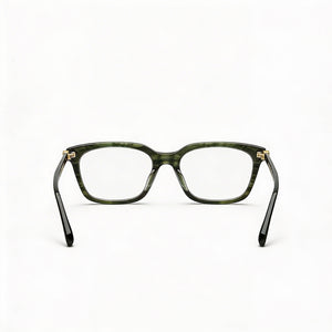 Marc Jacobs Marc 570 Rectangle Eyeglasses Unisex — side view, Green Horn Acetate temples