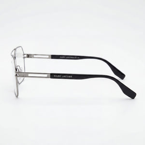 Marc Jacobs MARC 602 Aviator Eyeglasses Unisex — side view, Silver Stainless Steel temples