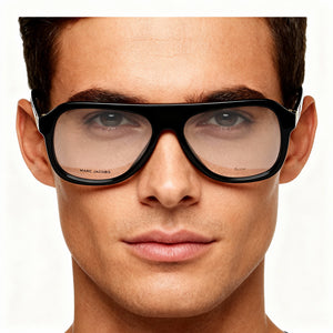 Marc Jacobs MARC 641 Aviator Eyeglasses Unisex — side view, Black Acetate temples