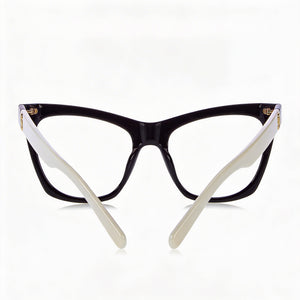 Marc Jacobs Marc 649 Cat Eye Eyeglasses Women — side view, Black White Cellulose temples