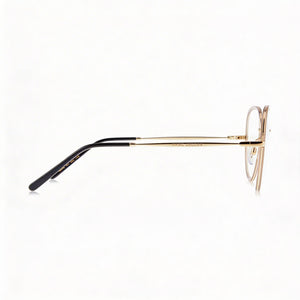Marc Jacobs MARC 701 Rectangle Eyeglasses Women — side view, Gold Alloy Steel temples