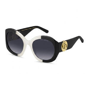 Marc Jacobs MARC 722/S Black Round Sunglasses for Women, Dark grey shaded lens