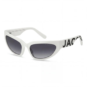 Marc Jacobs Marc 738/S White Oval Sunglasses for Women, Dark Grey Shaded lens