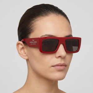 Marc Jacobs MARC 775/S Rectangle Sunglasses Unisex — side view, Non-polarized Red/Brown lens