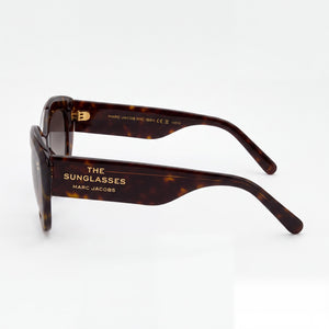 Marc Jacobs MARC 800/S Oval Sunglasses Women — side view, Non-Polarized Crystal Havana lens
