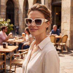 Marc Jacobs MARC 809/S Rectangle Sunglasses Women — side view, Non-Polarized Brown Shaded lens