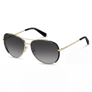 Marc Jacobs Modern Black Aviator Sunglasses for Women, Gold Black lens