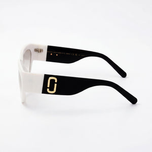 Marc Jacobs Modern Cat Eye Sunglasses Women — side view, Non-Polarized White Black lens