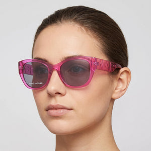 Marc Jacobs Square Sunglasses for Women — interior view, Polycarbonate lens detail