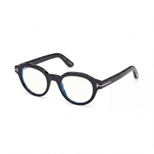 Marcolin FT6037-B Black Round Eyeglasses for Women, Blue Filter Plastic frame
