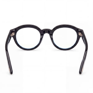 Marcolin FT6037-B Round Eyeglasses Women — side view, Black Blue Filter Plastic temples