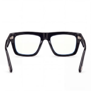 Marcolin FT6059-B Rectangle Eyeglasses Unisex — side view, Black Blue Filter Plastic temples