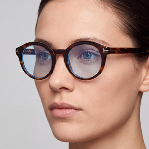 Marcolin Ft6061-b Round Eyeglasses for Unisex — interior view, Polycarbonate demo lenses