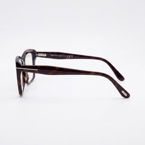 Marcolin FT6065-B Rectangle Eyeglasses for Women — front view, Blue Filter Plastic
