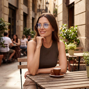 Marcolin Gold Eyeglasses Unisex — outdoor wear, Blue Filter Metal frame