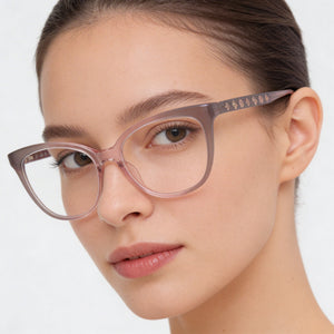 Marcolin Gu50114 Square Eyeglasses Women — side view, Gray Plastic temples