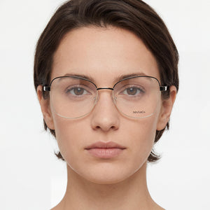 Max & Co. Oval Eyeglasses Women — side view, Black Metal temples