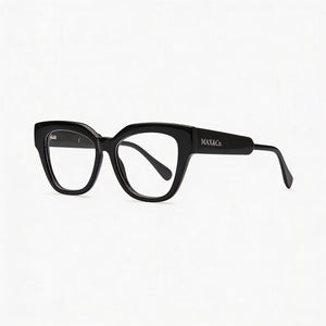 Max & Co. Rectangle Eyeglasses Women — side view, Black Plastic temples