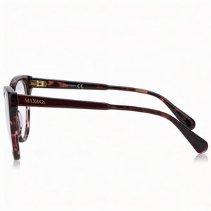 Max & Co. MO5003 Cat Eye Eyeglasses Women — side view, Havana Plastic temples