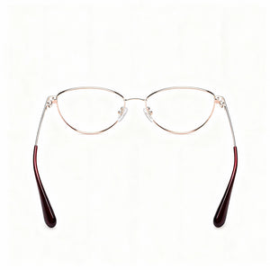 Max & Co. MO5006 Oval Eyeglasses Women — side view, Red Metal temples