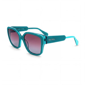 Max & Co. MO0075 Dark Green Square Sunglasses for Women, Green lens