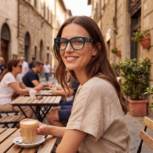 Max & Co. Mo5142 Rectangle Eyeglasses for Women — interior view, Plastic demo lenses