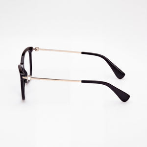 MaxMara MM 5070 001 Rectangle Eyeglasses Men — side view, Black Plastic temples