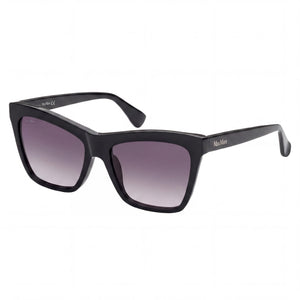 MaxMara Mm0008 Logo2 Black Cat Eye Sunglasses Unisex, Gradient Smoke lens
