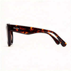 MaxMara Mm0090 Square Sunglasses Unisex — side view, Non-Polarized Dark Havana lens