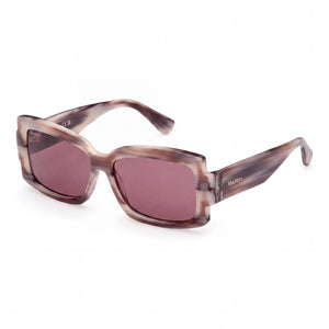 MaxMara Mm0140 Havana Rectangle Sunglasses for Women, Violet lens