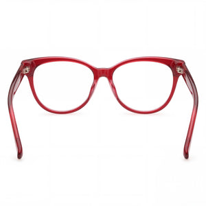 MaxMara MM5012 Round Eyeglasses Women — side view, Red Acetate temples