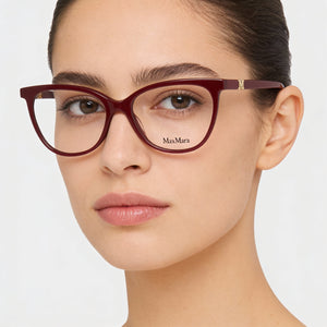 MaxMara MM5018 Cat Eye Eyeglasses Women — side view, Red Plastic temples