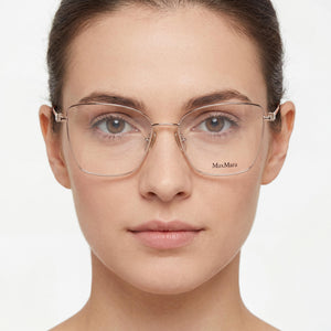 MaxMara MM5048 Rectangle Eyeglasses Women — side view, Gold Metal temples