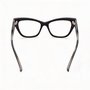 MaxMara MM5053 Cat Eye Eyeglasses Women — side view, Black Acetate temples