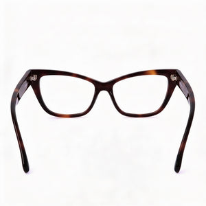 MaxMara MM5053 Cat Eye Eyeglasses Women — side view, Havana Acetate temples