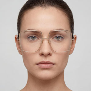 MaxMara MM5120 Square Eyeglasses Women — side view, Gold Metal temples