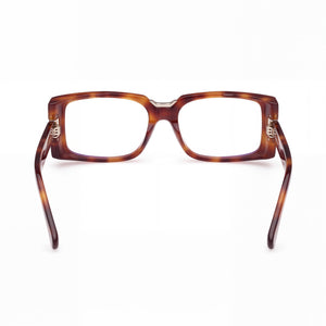 MaxMara MM5157-B Rectangle Eyeglasses Women — side view, Havana Blue Filter Plastic temples