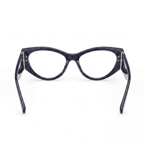 MaxMara Mm5174 Rectangle Eyeglasses Women — side view, Shiny Blue Plastic temples