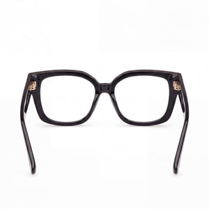 MaxMara MM5184 Rectangle Eyeglasses Women — side view, Black Plastic temples