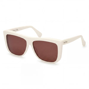 MaxMara White Rectangle Sunglasses for Women, Brown lens