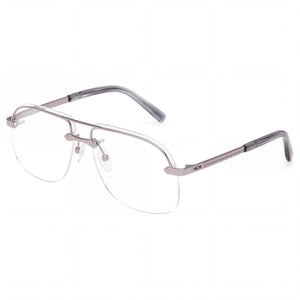 MCM Worldwide MW5019-H Silver Aviator Eyeglasses for Men, Metal frame