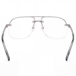 MCM Worldwide MW5019-H Aviator Eyeglasses Men — side view, Silver Metal temples