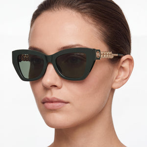 Michael Kors Mk2205 Rectangle Sunglasses Women — side view, Non-Polarized Brown Gradient lens