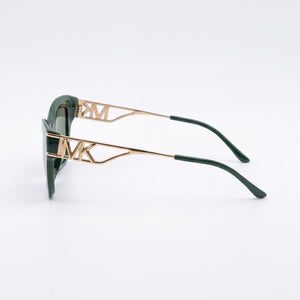 Michael Kors MK2237U Rectangle Sunglasses Women — side view, Non-Polarized Green Solid lens